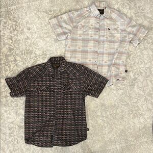 Howler Bros - M - Short-Sleeve Button-Up Shirts – Black/Brown & Light Blue/Tan